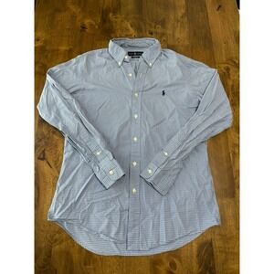 Euc Mens Ralph Lauren Custom Fit‎ long sleeve button up blue plaid cotton size M